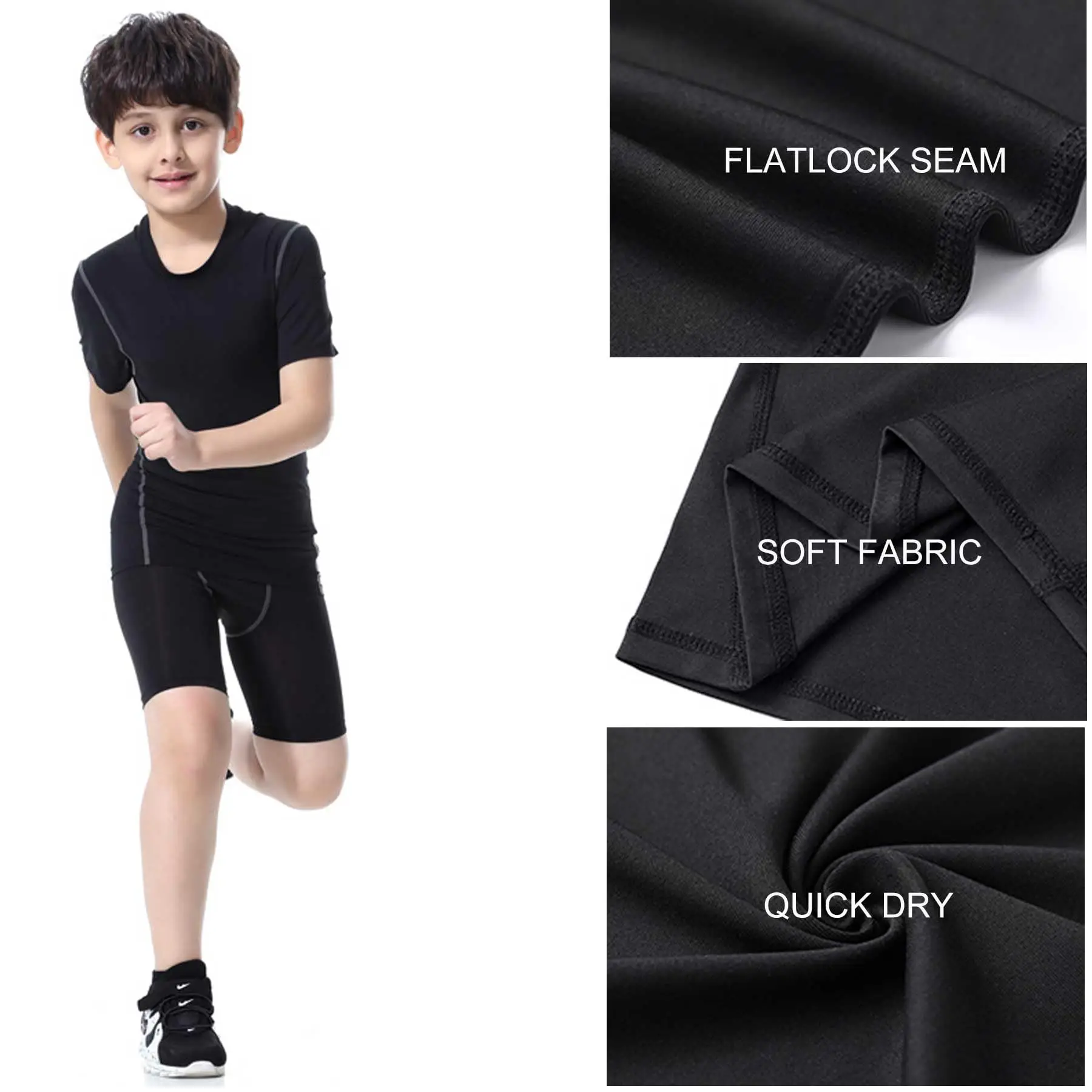 Boys Compression Shirts Short Sleeve Football Undershirt for Kid Quick Dry Athletic Baseball Youth T-Shirt Base Layer - 5