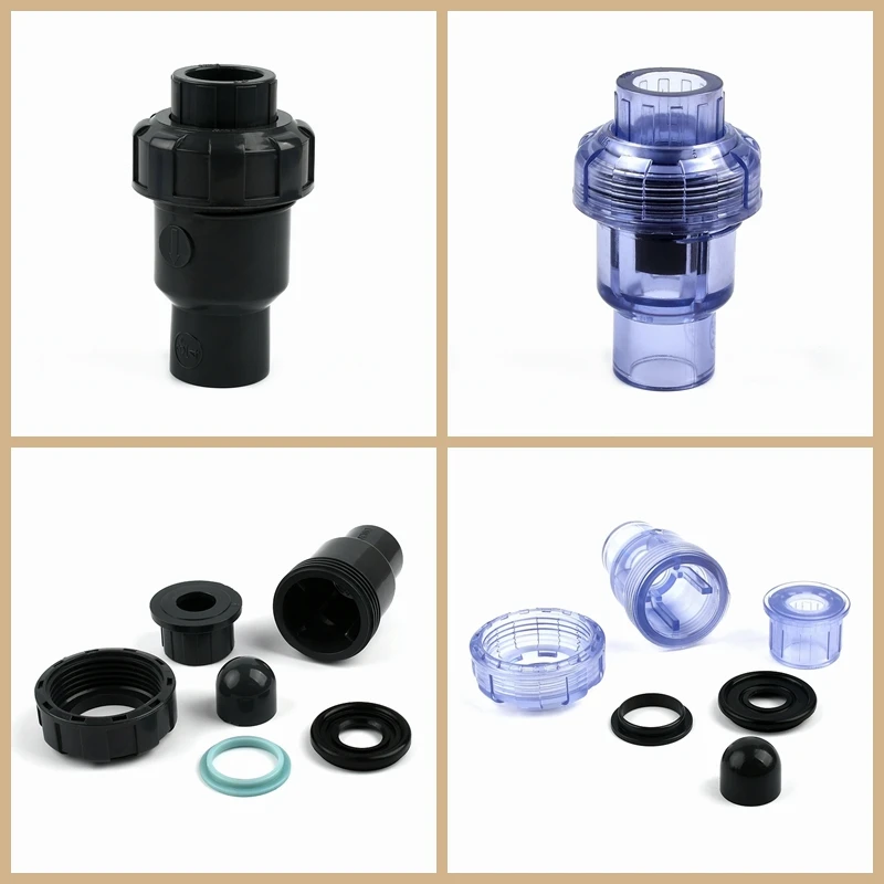1PC 20  110mm UPVC 투명 체크 밸브 물고기 탱크 정원 관개 수족관 튜브 급수 어댑터 피팅 PVC 파이프 커넥터