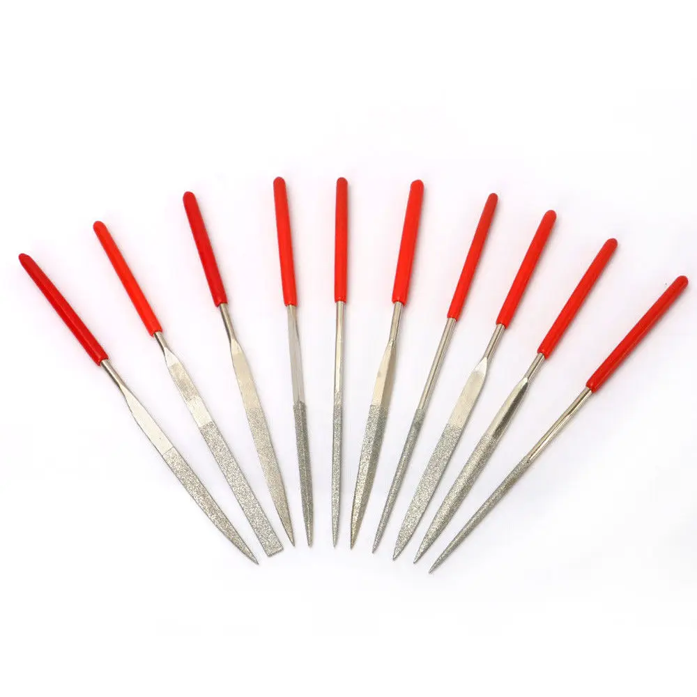 10Pcs Mini Electroplated Diamond File Rasp Needle Metal Carving Craft Hand Tool Files Woodworking Tools 140*3mm