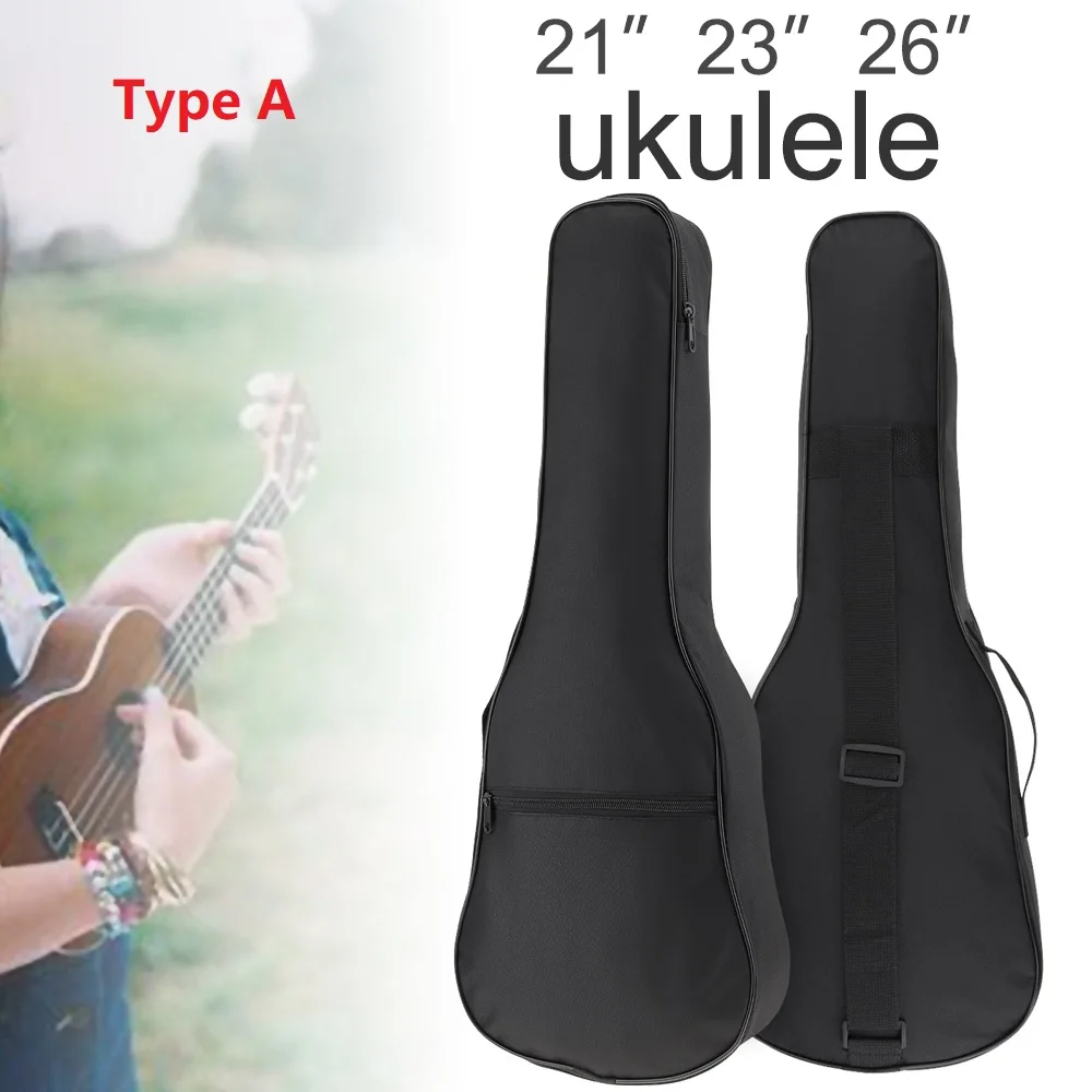 Black Portable Ukulele/Guitar Soft Case - Waterproof Cotton Bag, Multiple Sizes Available