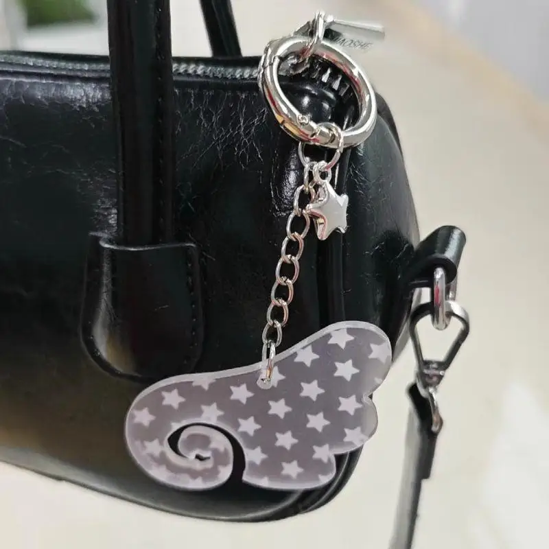 Acrylic Transparent Angel Wing Keychain Women Bag Charms Bag Hanging Pendant Heart Design Accessories Korean Design