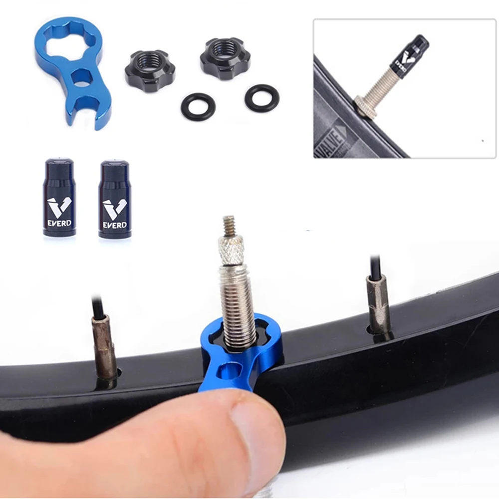 Bicycle Tubeless Valve Bicycle Valve Bicycle Tubeless Rim Presta F/V Valves Set 44/60mm Nipple Brass Core CNC Machined Anodized Tools with Alloy Stem Rubber Base