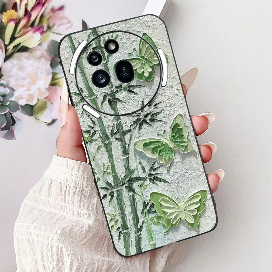 Elegant Butterfly Cat Printed Black Silicone Soft Phone Case