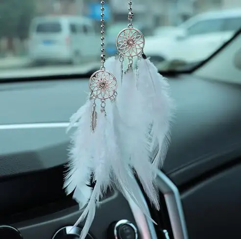 Acchiappasogni Elefante Con Piume Verdi - Ciondolo Boho Per Specchietto Auto - Accessorio Auto Fatto A Mano