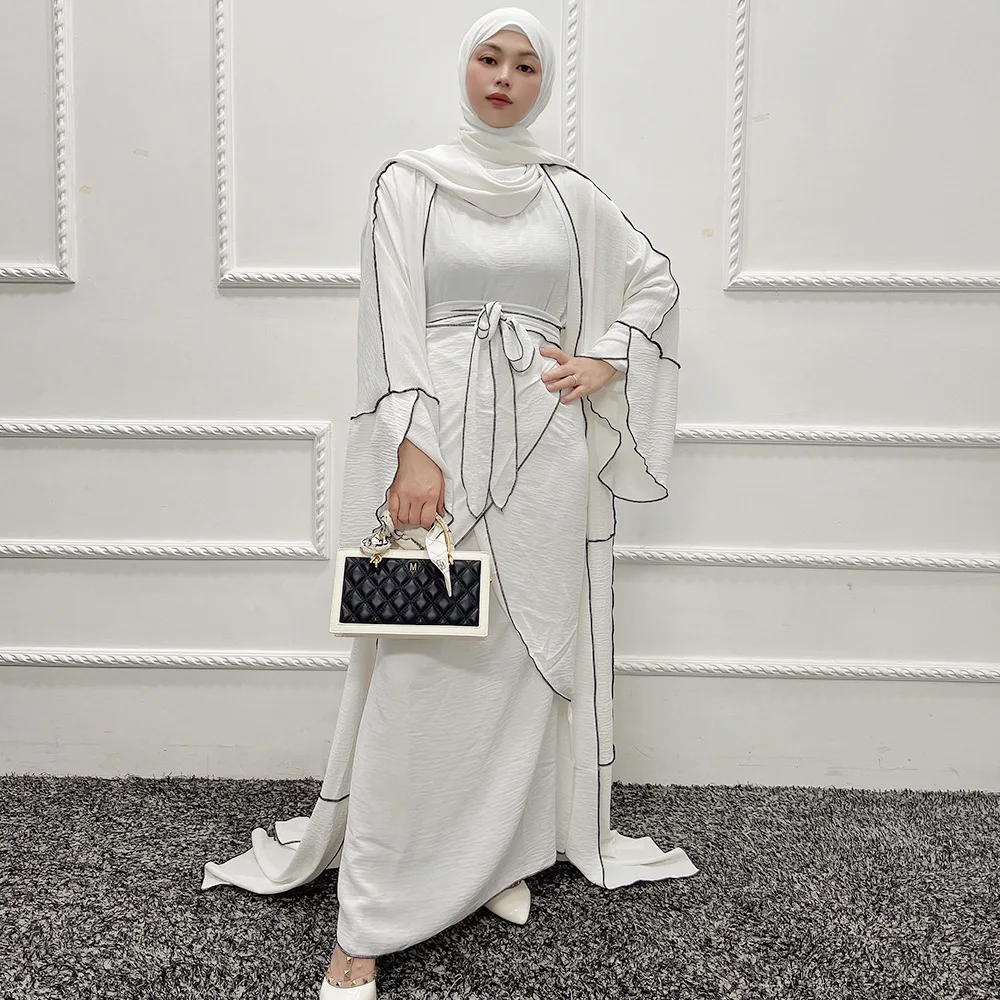 Fashion Muslim 3 Pieces Abaya Set for Women Solid Autumn 2023 Dubai Turkey  Arabic Oman Moroccan Caftan Islamic Clothing Fall
