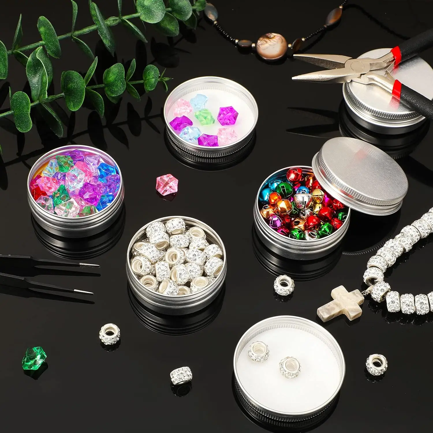 Empty Aluminum Tins Cans Silver Metal Round Cans with Screw Lid for Salve Spices Candles Lipstick 5-10pcs 5g-100g for aluminum tins cans