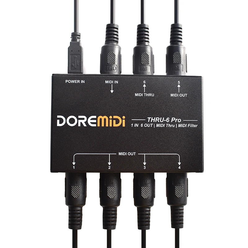 Midi host box DOREMiDi MIDI THRU-6 Pro Box MIDI Splitter + Filter Be Used To Convert 1 Input Into 6 Outputs + USB Output