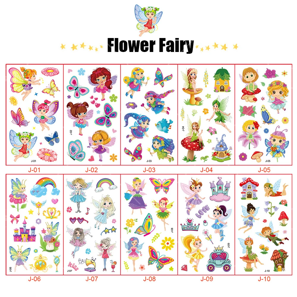 

5 Sheet Luminous Flower Fairy Tattoo Cartoon Decor Lion Body Sticker Disposable Waterproof Tatouage Temporaire