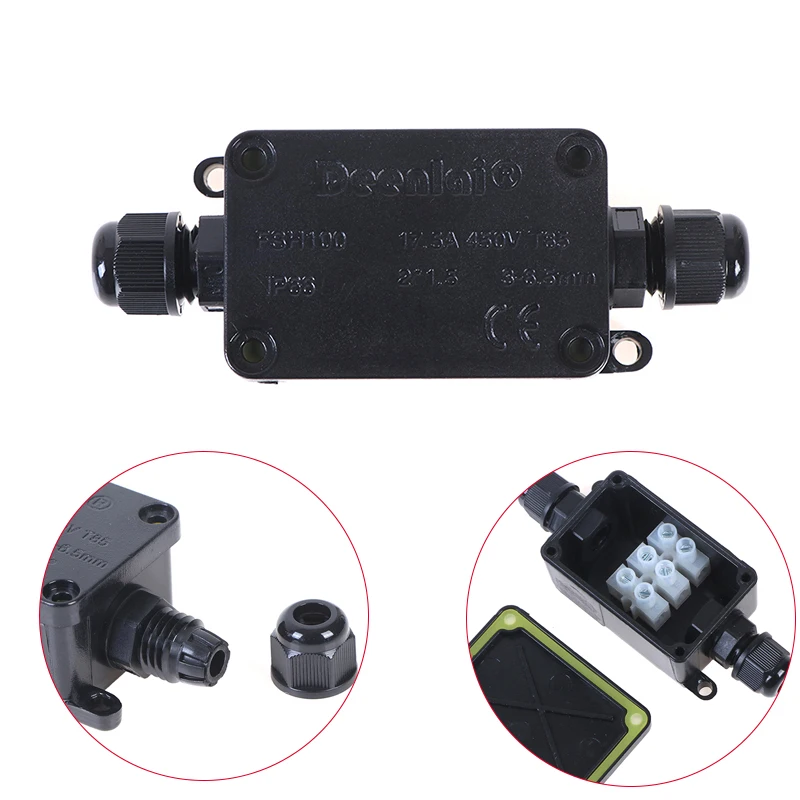 1 Stuks 2 Way Ip66 Outdoor Waterdichte Kabel Connector Aansluitdoos Met Terminal 450V