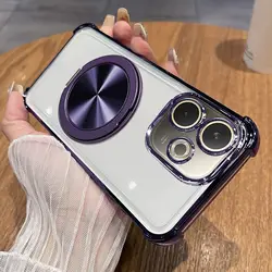 Luxury Electroplating Airbag 360° Rotating Bracket TPU Shockproof Bumper Case for OPPO A5 Pro 5G (PURPLE)