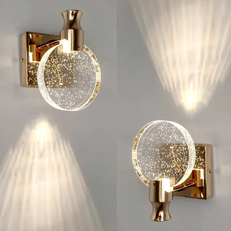 

Wall Lamps Nordic LED New Crystal Wall Lights for Bedroom Bedside Luminaria Indoor Background Lighting Sconces Home Decors Lamp