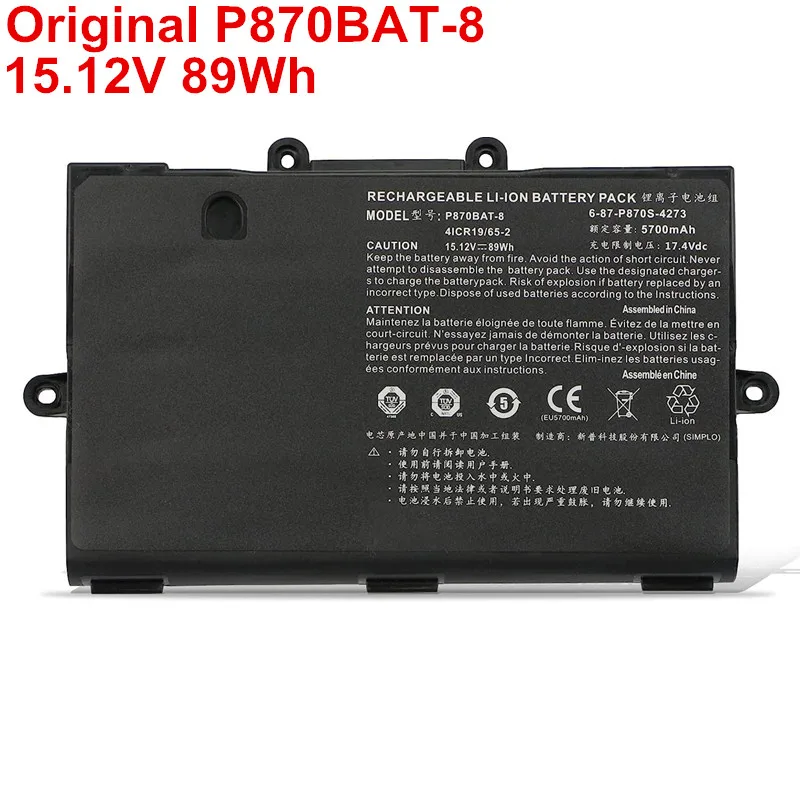

15.12V 89Wh New Laptop Battery P870BAT-8 For Clevo P870TM1-G P870KM-GS P870DM2 P870DM3 P8700S P870KM1 For Hasee GX9-SP7S1 GX9
