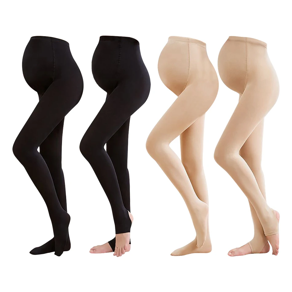 Pregnant Women Leggings Solid Color High Waisted Maternity Casual Leggings Autumn Winter Bare Leg Socks