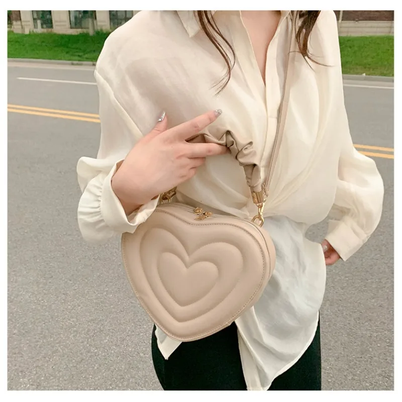 Fashion Love Heart Shape Shoulder Bag Small Handbags Designer Crossbody Bags For Women Solid Pu Leather Top Handle Bag bolsa