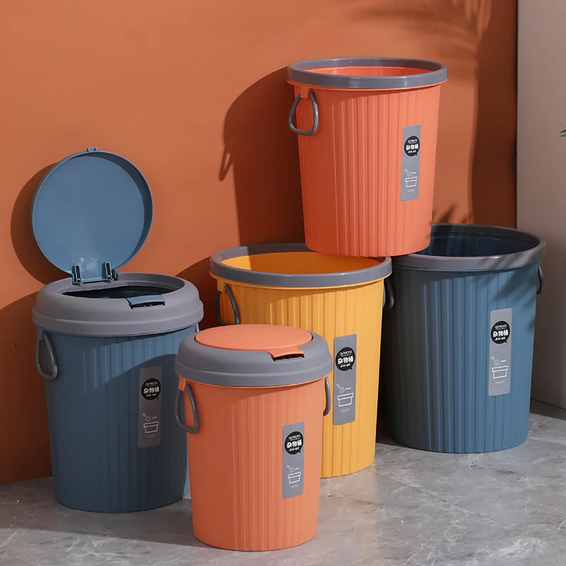 Large Thickened Trash Kitchen Pressure Ring Design Garbage Bin Press To Open Table Trash Seal Anti-odor Office Trash