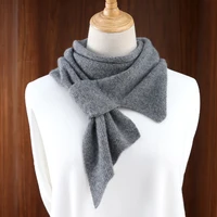 100% Cashmere Women'S Irregular Cross Solid Color Knitted Scarf For Winter Warmth, Wind And Cold Protection, Short Neck Brace