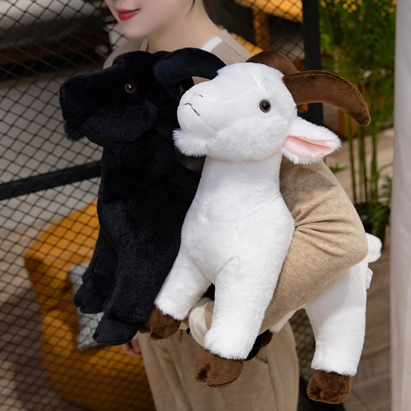 Simulation Goat Plush Toys Real Life White & Black Goat Dolls Stuffed Soft Animal Toy Creative Gifts for Friend