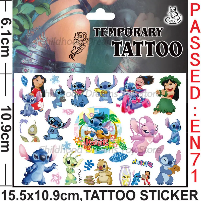 Cute Stitch Disney Tattoo Stickers Children Temporary Fake Tattoos Paste on  Face Arm Leg for Kids Party Birthday Gift Toy - AliExpress