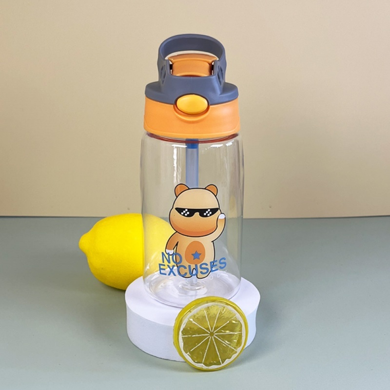 480ml Cute animal Cup Water Bottles Creative Cartoon  Cups With Straws And Lids Spill Proof Portable  Drinkware