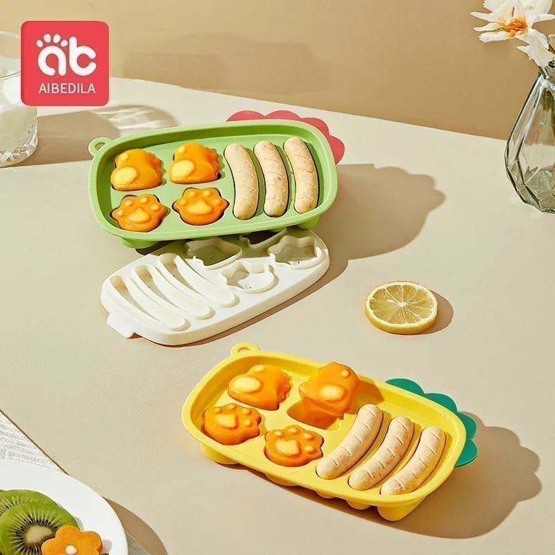 AIBEDILA Baby Food Supplement Mold Tool Can Be Steamed Food Grade Silicone Meat Sausage Steamed Sausage Abrasive Feeding