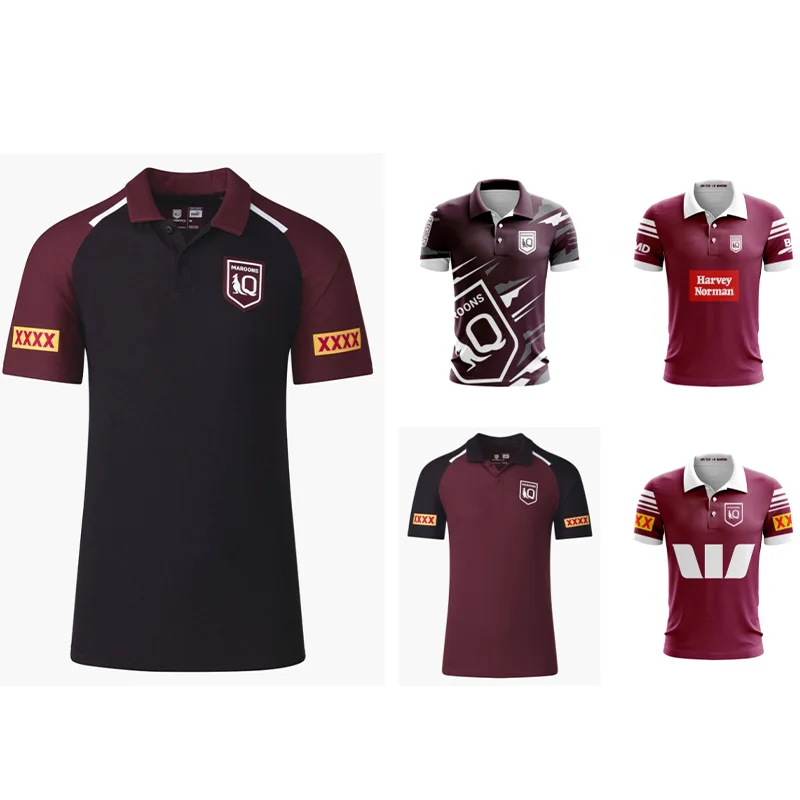 

2024 QLD Maroons State of Origin 2024 Men's Polo Maroon/Black Multiple High Quality Polo High Quality Rugby Shirts