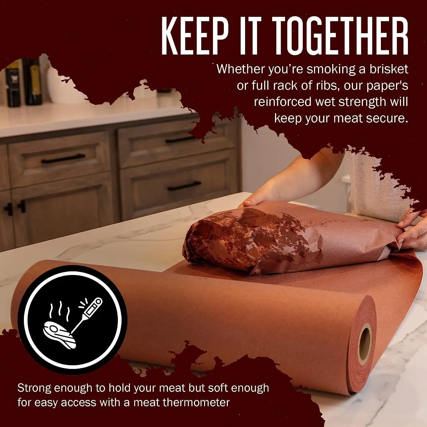 Pink Kraft Butcher Paper Roll Food Grade Peach Wrapping Paper for Smoking Meat of all Varieties, Unwaxed and Uncoated