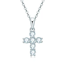  Serenity Day Real D Color 3mm Full Moissanite Cross Necklace For Women S925 Sterling Silver Crucifix Pendant Chain Fine Jewelry 