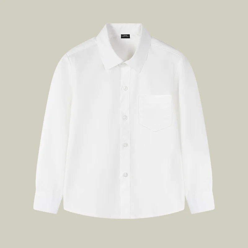 الأولاد الأبيض قمصان طويلة الأكمام القطن الأطفال بلوزة بيضاء حجم 110-180 في سن المراهقة الصبي مرحلة الزفاف حفلة التخرج ازياء