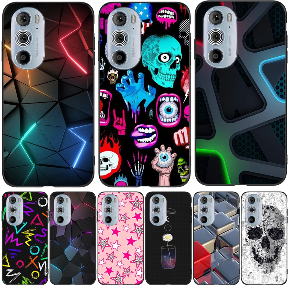 Per Motorola Edge 30 Pro Cover Posteriore Del Telefono Per Motorola Edge Plus 2022 Custodia Edge30Pro 5G Edge + Custodia Morbida In Tpu Nero Astratta