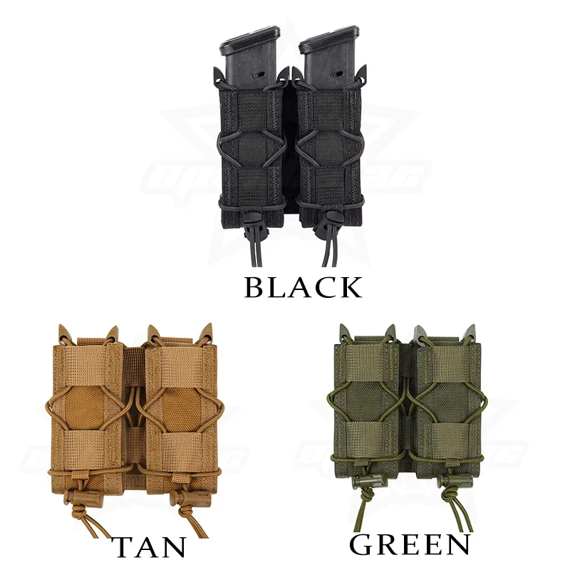 OPHIDIAN 9mm Pistol Double Row Magazine Pouch Molle Mag Holster Hunting Flashlight Holder EDC flashlight pouch flashlight bag magazine pouch ammo pouch molle pouch ammunition bag