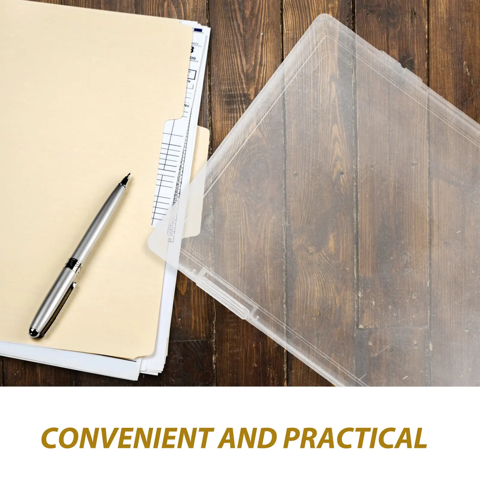 뚜껑이 있는 투명 파일 상자 사무실, 가정, 비즈니스, 여행용 휴대용 문서 보관함 종이 보호대 사진 잡지