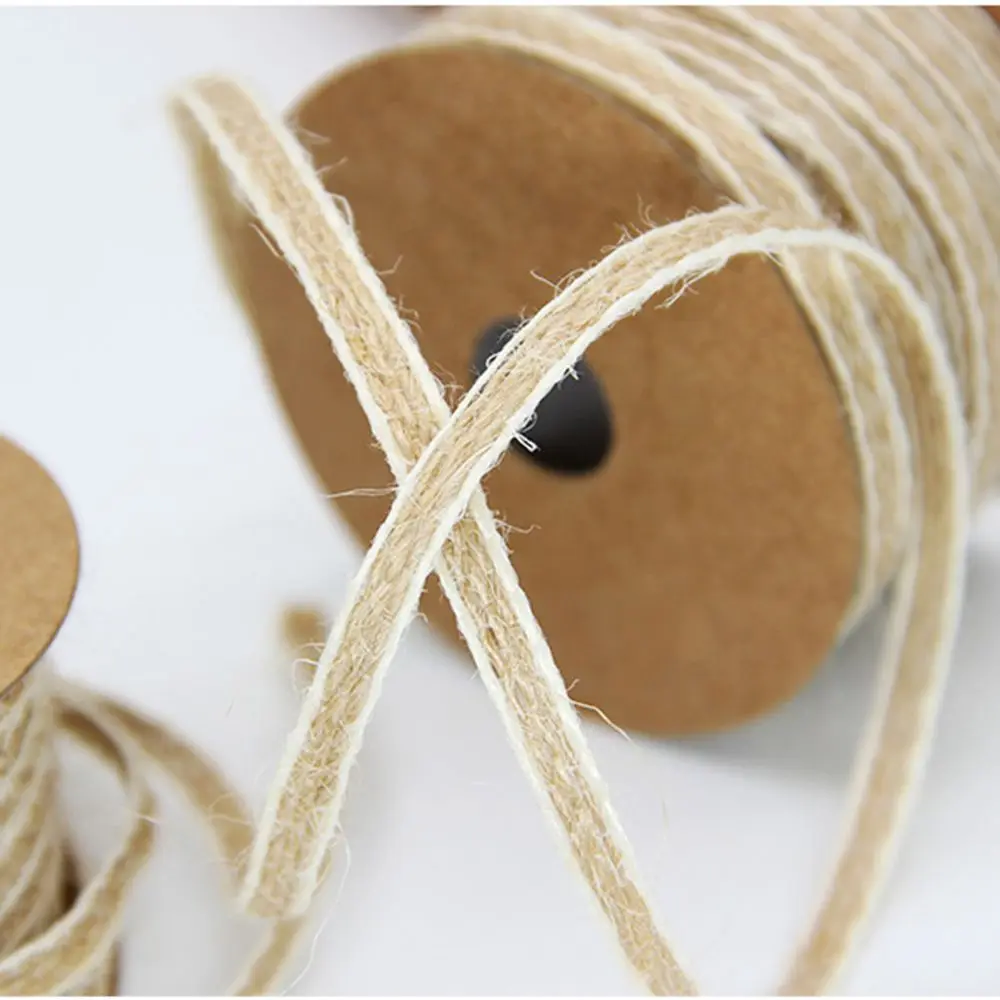 5/10M/Roll 0.5mm Wedding Decor Party  Ornament Jute Burlap Rolls Fish Silk Rope Hessian Ribbon Trims Tape