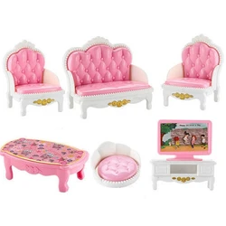 Miniature Home Furniture Set with Doll Accessories for Every Room - Perfect Gift (Living Room)