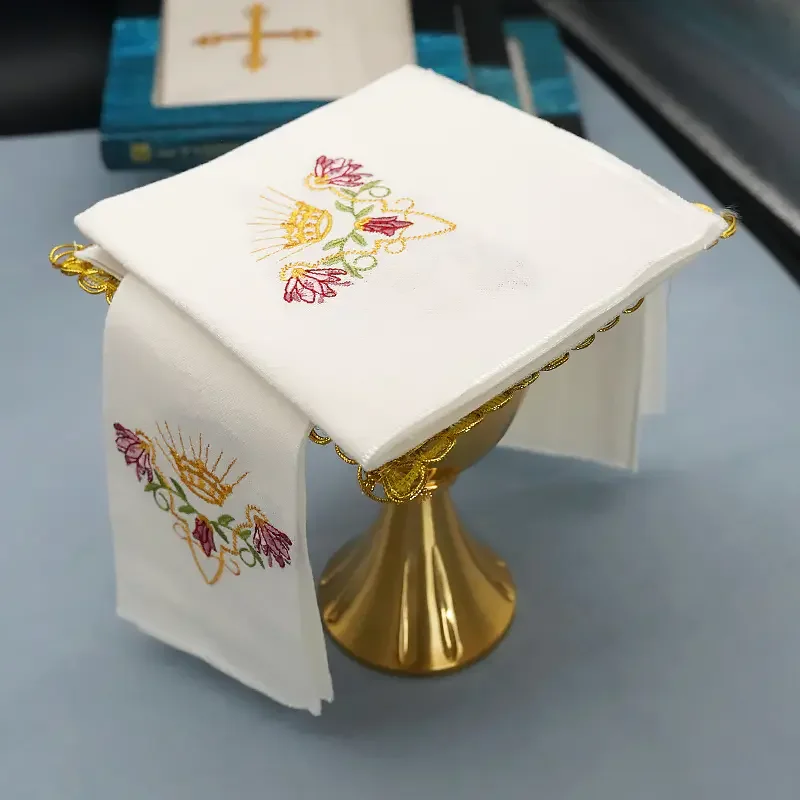 Nine Fold Fabric Father Mass Liturgy European Chalice Coaster Fabric Silk Thread Embroidery Saran Wrap