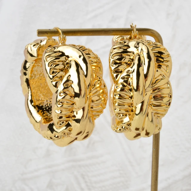 All We Are Orecchini A Cerchio Triangolari Kimsak - Ottone Con Placcatura Oro E Dettagli Smaltati, 20,5x23x3 Mm - 2