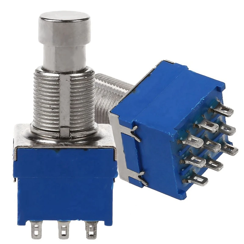 

4Pcs Guitar Effect Switches 9-Pin 3Pdt Guitar Effects Pedal Box Stomp Foot Metal Switch True Bypass Blue