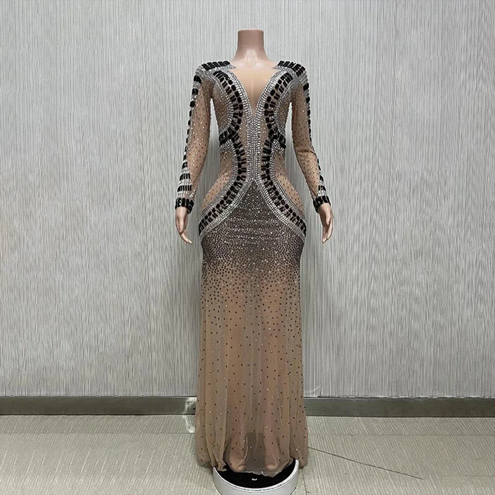 Drop-shaped Diamond Sexy Low-cut High Sitt Red Paillette Tube Coat And Dress