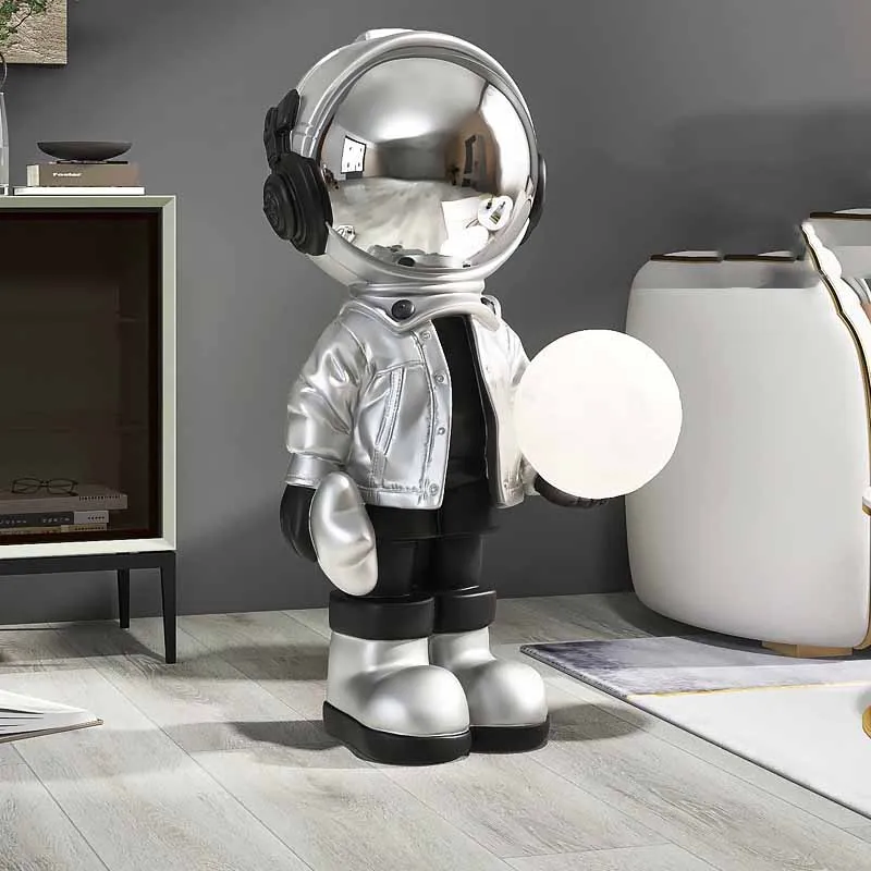 

Creative Room Decor 80cm Astronaut Statue With Lamp Modern Art Living Room Fashion Sculpture Nordic Home Decorative accessories