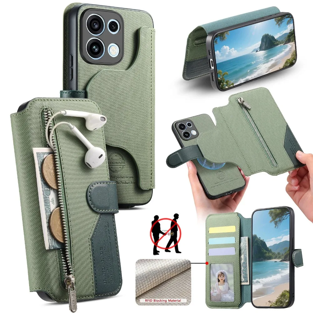 Luxury Flip Case - Detachable 2-in-1 Zipper Wallet Cover