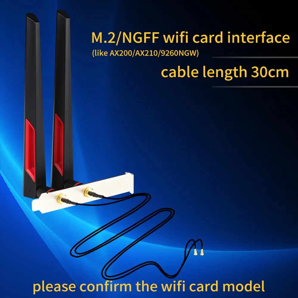 FENVI 2PcsX10Dbi ׳ Ʈ AX210 NGFF WiFi ī 2.4/5GHz   M.2 MHF4 Ȯ ̺ Wi-Fi RP-SMA AX210/AX200NGW