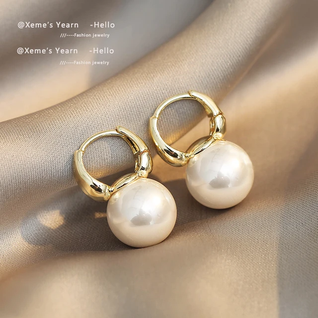 New Simple Celebrity Style Gold Pearl Drop Earrings For Woman 2021 Korean Fashion Jewelry Wedding Girl's Sweet Accessories 1