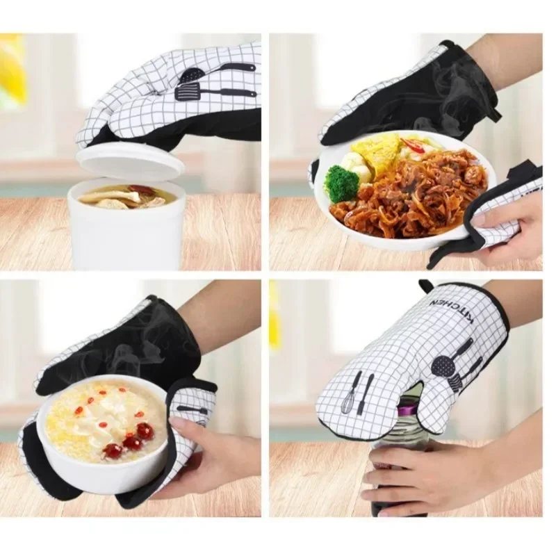 Anti-Scalding Microwave Cotton Gloves Insulation Pads Thickened Heat-Resistant Kitchen Oven Baking Barbecue Tools 2pcs/set kitchen gloves cotton pot holders