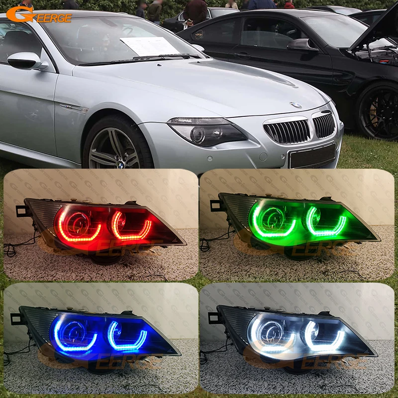 

For BMW E63 E64 630Ci 630i 645Ci 650i M6 Bluetooth APP Multi Color Crystal DTM M4 Style RGB LED Angel Eyes Kit Halo Rings