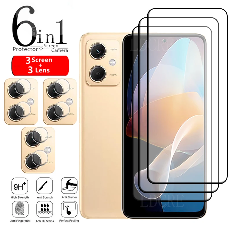 6-In-1 Per Xiaomi Redmi Note 12R Pro Glass Redmi Note 12R Pro Full Cover Glue 9H Screen Protector Redmi Note 12R Pro Lens Glass