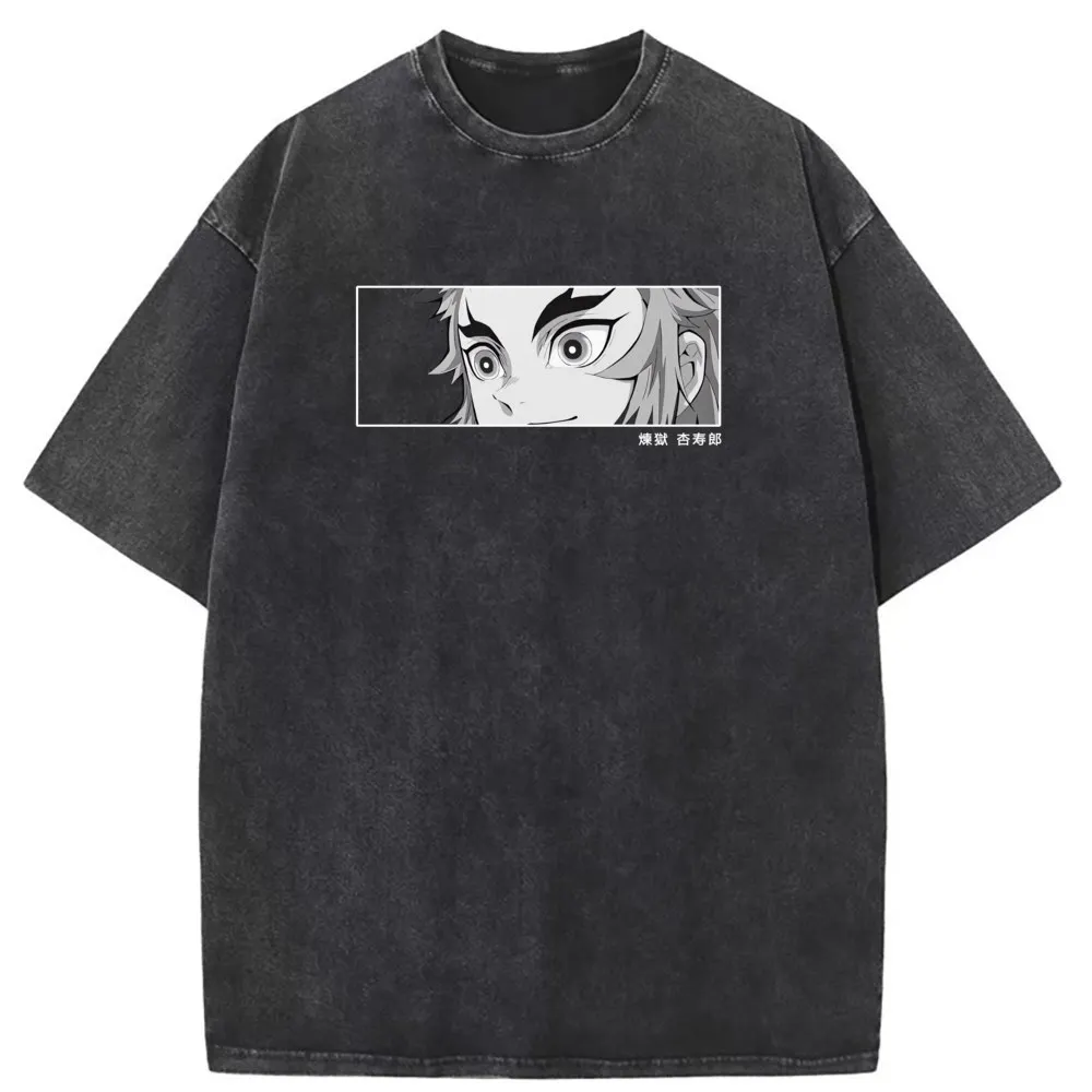 

Rengoku Kyoujurou Anime Character T-shirts For Man Vintage Cotton Long Sleeve Tee Shirt Men Washed Retro Sweatshirts New Trends