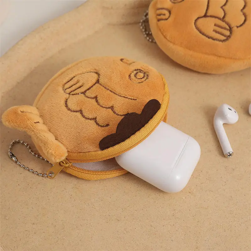 Cartoon Snapper Plush Coin Purse Cute Children's Coin Storage Bag Fun Headphone Data Cable Bag