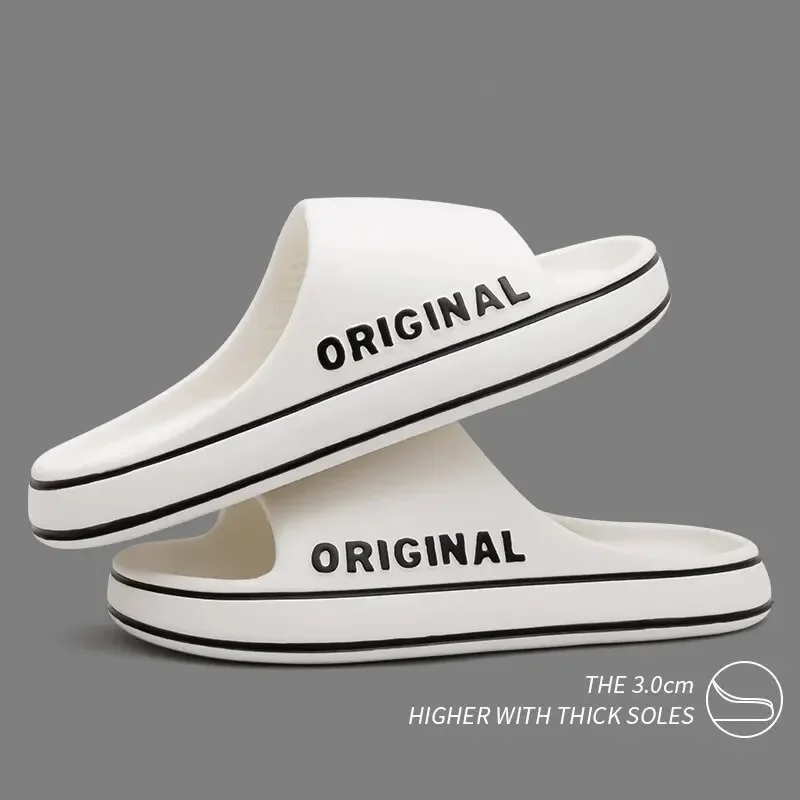 2024 Soft Women Letter Slippers Beach Slides Solid Color Mens Thick Sole Indoor Bathroom Anti Slip Shoes Summer Couple Sandals 3