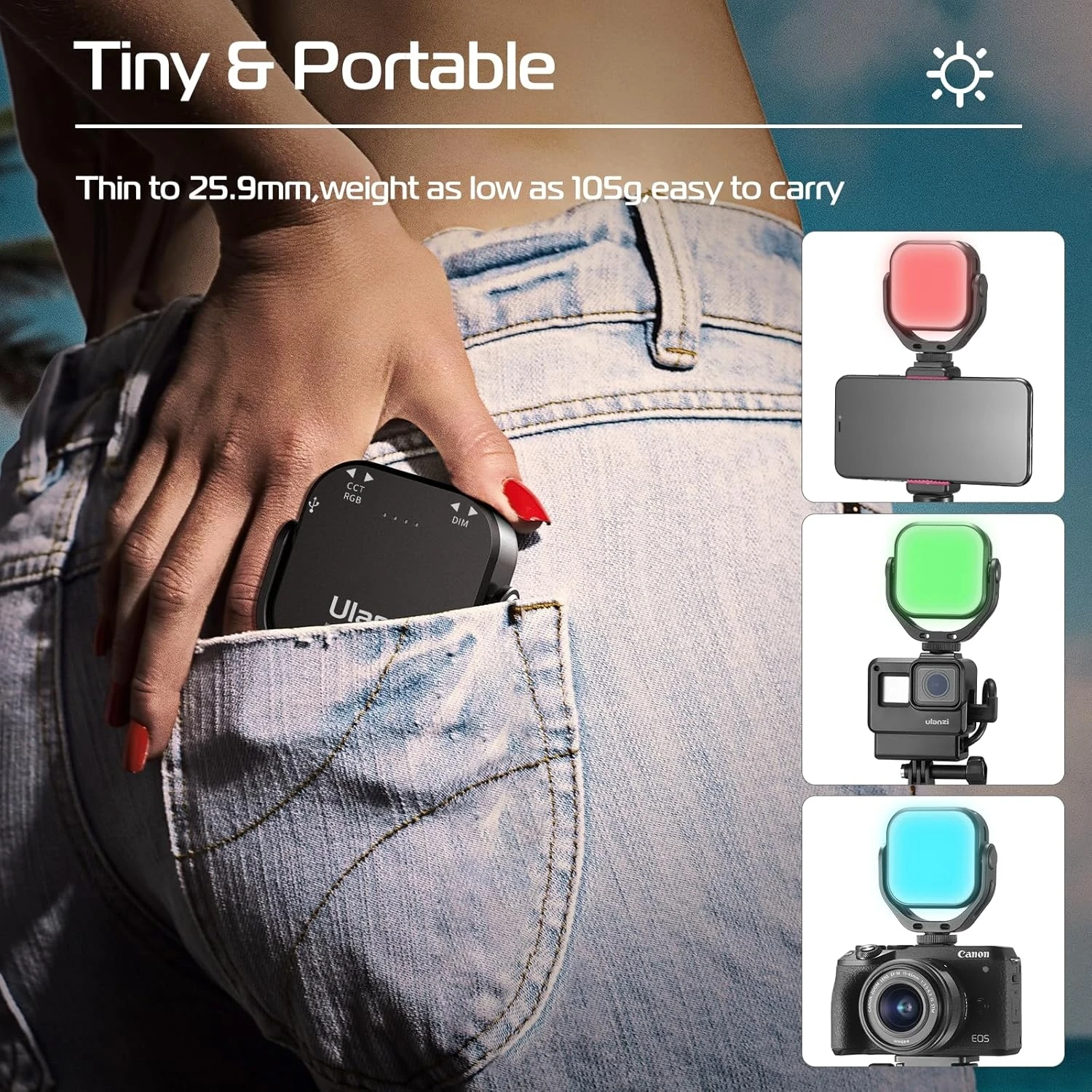 Ulanzi VL66 RGB 2500-6500K Mini Camera Video Portable Light 2000mAh 95+ Dimmable LED Fill Lamp for DSLR Camcorder Action Camera