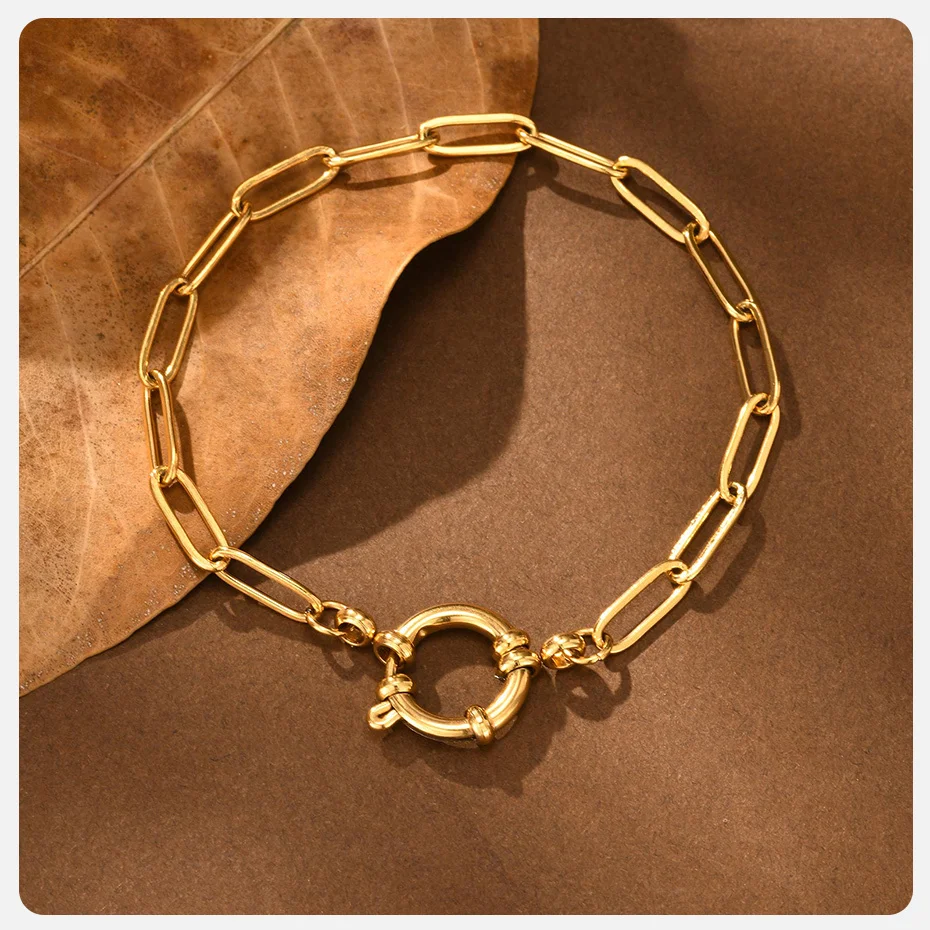 Vnox Quadratische Kettenarmbänder für Damen, goldfarben, runde Blasenschnalle aus Edelstahl, modische klassische Armbänder, Schmuck, wie – Detail 8