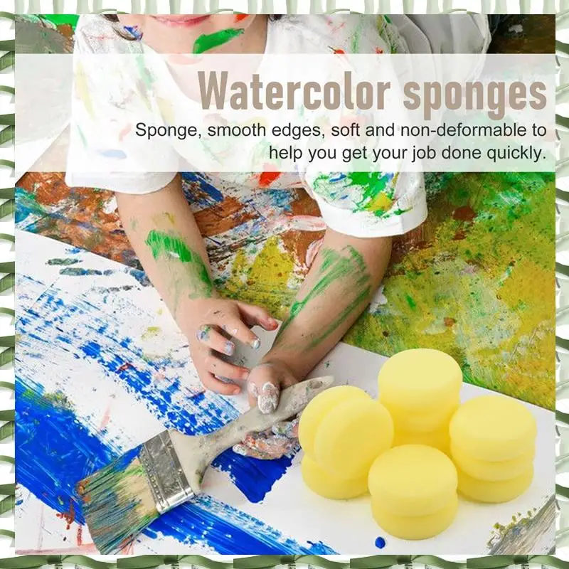 Professional Tool 12 Pcs Painting Sponge Brush Synthetic Artist Sponges Brush Watercolor Sponges For Painting, Crafts, Pot